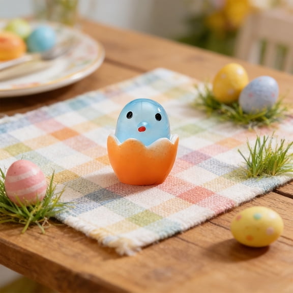 WWG 0.8in Mini Glow in The Dark Easter Chick Figurines Assorted Colors Plastic Baby Chicken Statues for Easter Egg Stuffers Garden Decor Party Favors