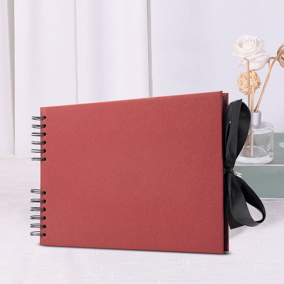 WWG 11.7x8.3 Inch Scrapbook Photo Album 40 Pages DIY Memory Book with Ribbon Closure Wedding Guest Book Anniversary Gift for Photos Paper Crafts