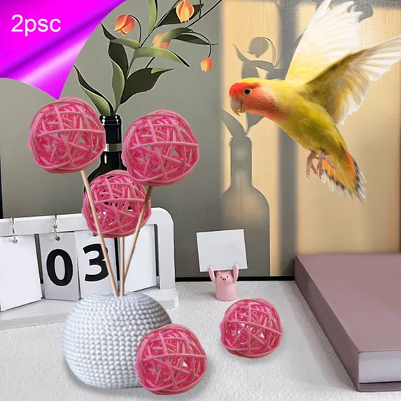 PpgejGEK 2-Pack Sepaktakraw Rattan Woven Decorative Balls, Vase Filler Pendant Pet Toy, 2.36 inches, Wicker Spheres in Dark Blue Pink White Red Hot Pink Green Yellow