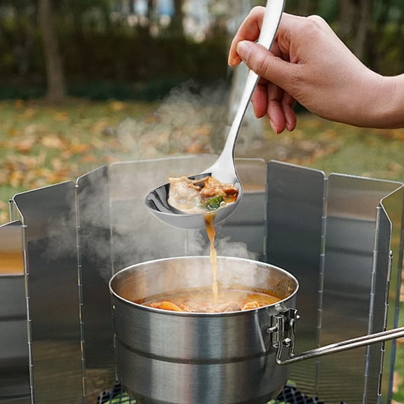 WWG 2-Pack Stainless Steel Soup Ladle Set 8 Inch Long Handle Cooking Spoon Thickened Silverware Kitchen Utensil for Serving