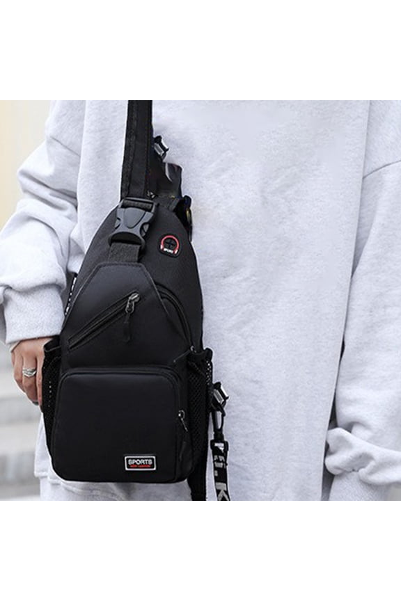 2 in 1 Convertible Shoulder Backpack Messenger Bag 33x17x7cm 13x6.7x2.8in with Headphone Hole Side Mesh Pockets for Travel Hiking Work