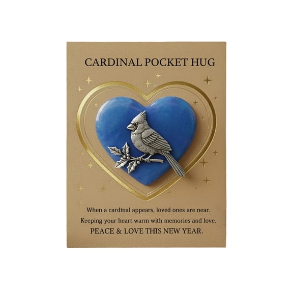 PpgejGEK 2026 Pocket Hug Keepsake, Small Heart Token as a Symbol of Strength, Year Greeting Card with Gold Accent, Approx. 3.5x4.5 Inches Card with 1.5 Inch Heart