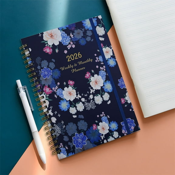 PpgejGEK 2026 Year Weekly and Monthly Planner Hardcover with Labels and Pockets 6.5x8.5 Inches Goal Setting and Vision Board for Time Management Schedule Notebook