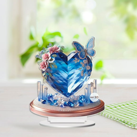 PpgejGEK 2D Heart Shape Flat Acrylic Decoration for Holiday and Home - Romantic Valentine's Day, Anniversary, Christmas Desktop Ornament, Gift for Loved Ones