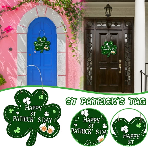 PpgejGEK 3-Pack A-Shaped St. Patrick's Day Wooden Door Hanging Decorations  Irish Holiday Welcome Signs with Classic Symbols for Indoor Outdoor Entryway
