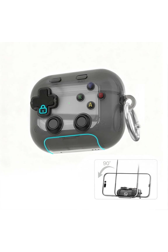 3-in-1 Transparent Game Controller Headphone Protective Case with Phone Stand, Shock-Absorbent Cover for AirPods Pro / Pro 2 with Keychain Loop, Compatible