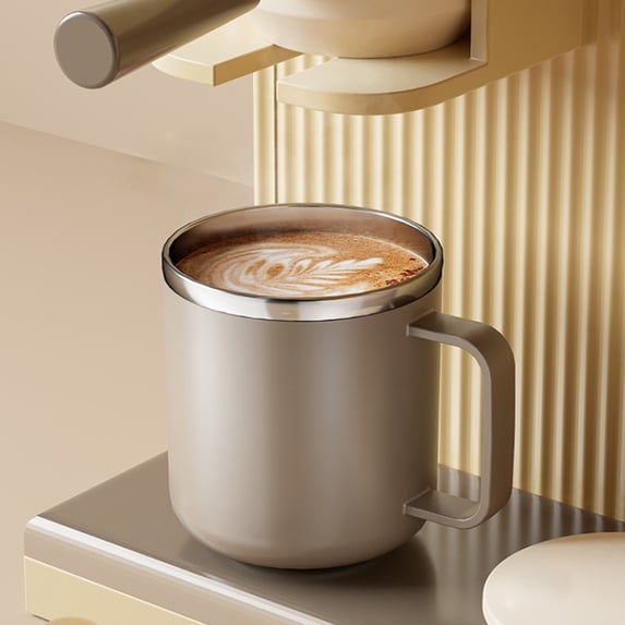 WWG 304 Stainless Steel Insulated Coffee Mug 400ml Double Wall Vacuum Thermal Cup with Handle and Lid for Home Office Travel 3.9x3.4in