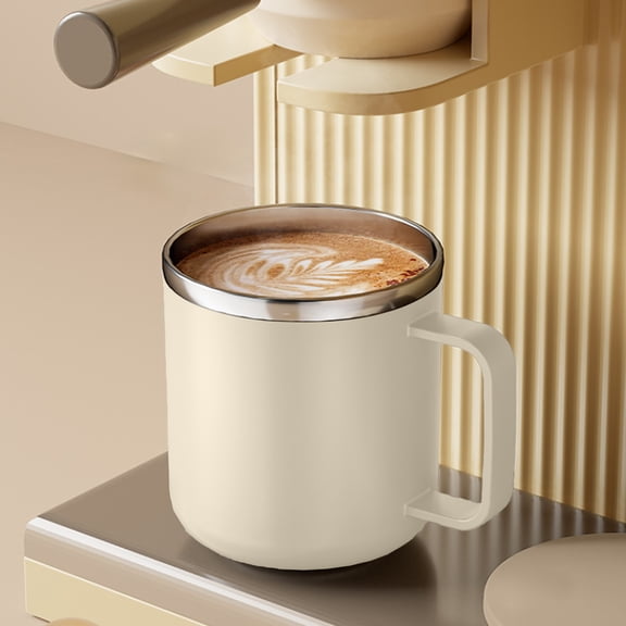 WWG 304 Stainless Steel Insulated Coffee Mug 400ml Double Wall Vacuum Thermal Cup with Handle and Lid for Home Office Travel 3.9x3.4in