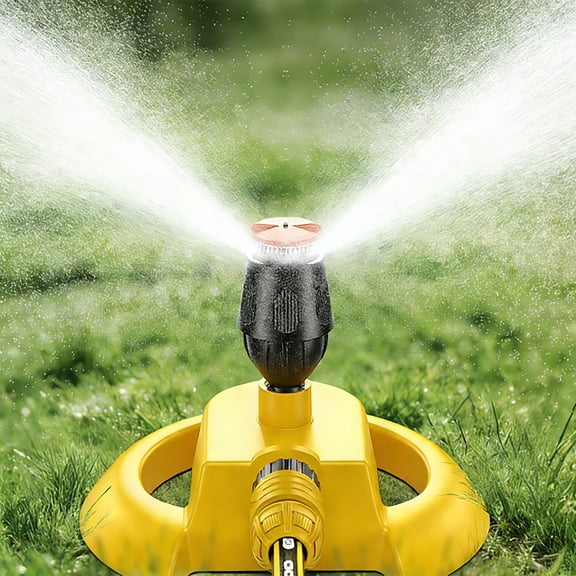 PpgejGEK 360 Degree Floor Mounted Sprinkler Automatic Rotating Garden Sprinkler 3 Prong Adjustable 90 180 360 Spray Pattern Water Saving Tool for Lawn Flower Bed