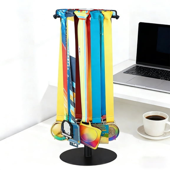 PpgejGEK 360-Degree Rotating Medal Hanger Display Rack 21.3x7.9x7.9in Iron Trophy Shelf for Medals Awards Sports Competition