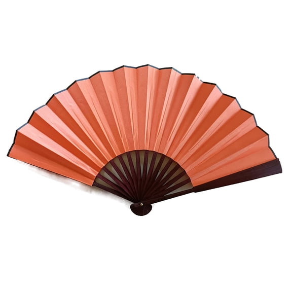 WWG 8 Inch Red Skeleton Plain Folding Hand Fan Traditional Chinese Style Silk Fabric Dance Wedding Party Decoration Summer Cooling Accessory Portable Elegant Gift