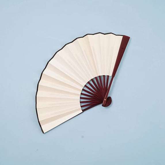 PpgejGEK 8 Inch Red Skeleton Plain Folding Hand Fan Traditional Chinese Style Silk Fabric Dance Wedding Party Decoration Summer Cooling Accessory Portable Elegant Gift