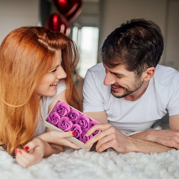 PpgejGEK 8 Piece Red Rose Soap Flower Gift Set for Women Mom Valentine's Day Birthday Anniversary Bath Body Scented Decorative Present