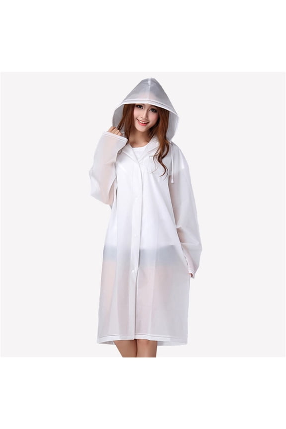 Adult Transparent Raincoat with Hood Reusable EVA Rain Cape Lightweight and Packable for Camping Hiking Travel 43.3 Inch
