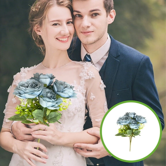 PpgejGEK Artificial Simulation Bouquet Small Austin Flowers, 31cm/12.2in Fake Plastic Decoration for Home Office, Realistic Green Leaves and Buds, Multicolor