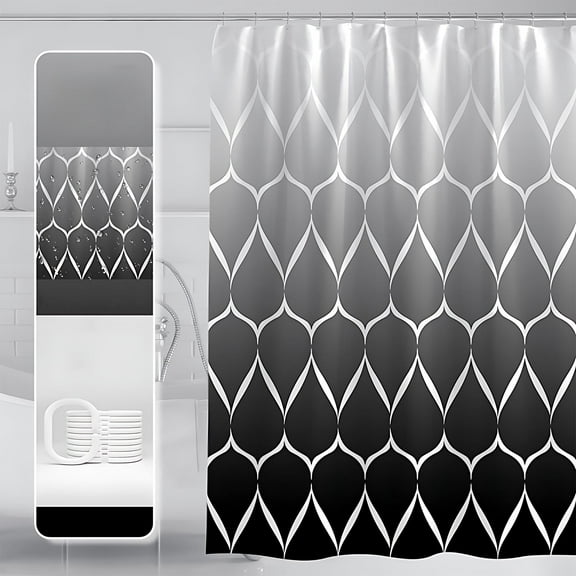 PpgejGEK Bathroom Shower Curtain Waterproof Fabric with Removable Liner No Hooks Needed 70x79 Inches Floral Design Modern Opaque for Toilet Shower Partition