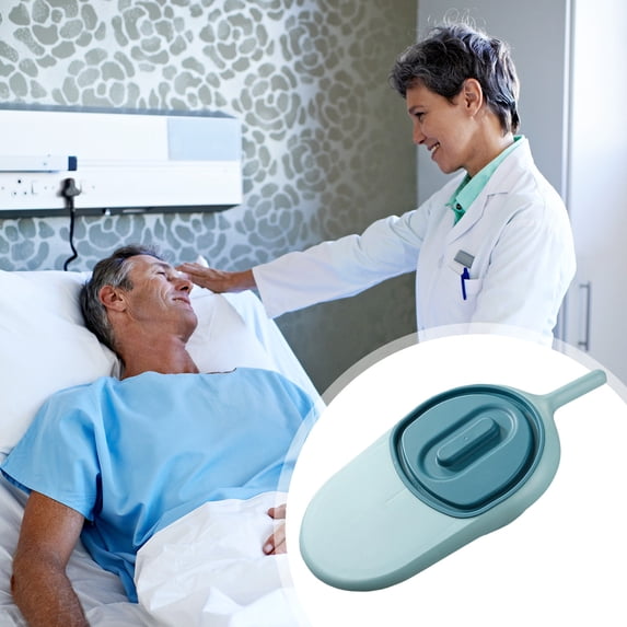 WWG Bedside Commode Potty for Elderly Patients, Portable Bedpan with Lid and Handle for Home Care, Durable Plastic Urinal for Adults Incontinence