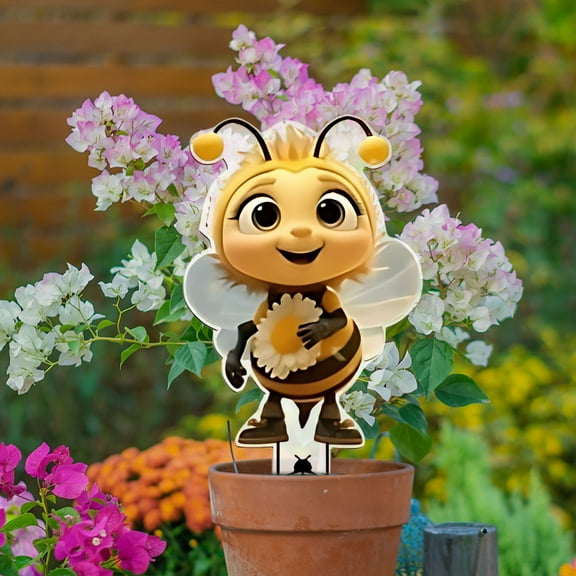 PpgejGEK Bee Garden Yard Decorative Stake Floor Insert, Weather-Resistant Outdoor Ornament for Garden Patio Lawn, Easy Installation, Whimsical Spring Summer Decor