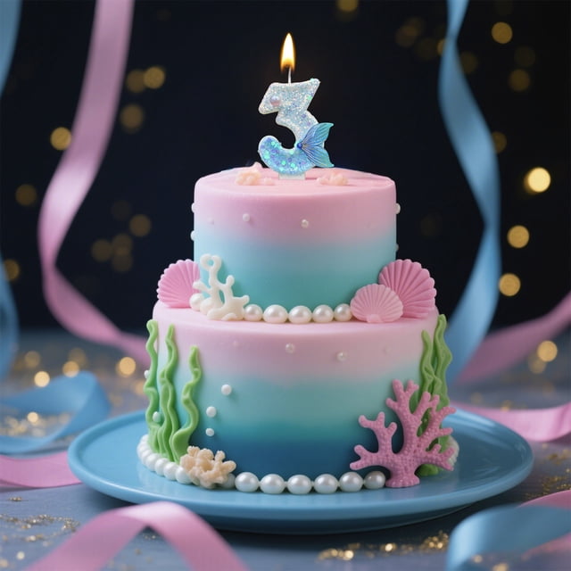 PpgejGEK Blue Number Mermaid Tail Birthday Cake Candles 7.5x4 cm 2.95x1.57 in Wax Candle Topper with Holder for Anniversary Celebration Party Supplies Decoration