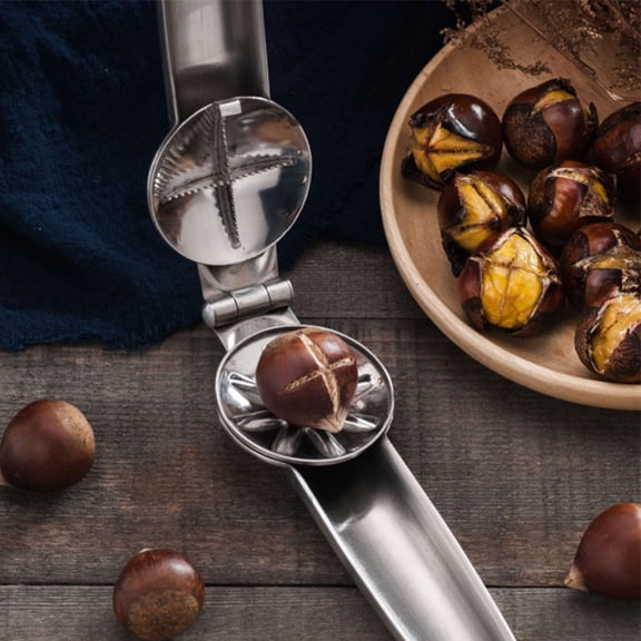 WWG Creative Stainless Steel Walnut Clip Sheller 17.5cm Chestnut Opener with Serrated Blade Kitchen Tool for Nuts Seeds