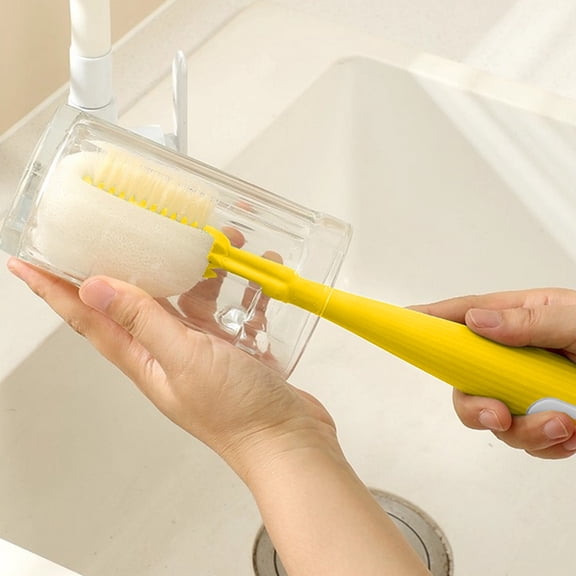 PpgejGEK Cup Cleaning Brush Multi Functional Tool for Water Bottles Baby Bottles Straws Lids Caps Sponge and Nylon Bristles 11.42in 29cm Length