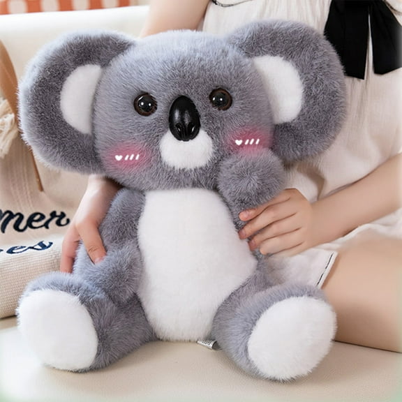 PpgejGEK Cute Realistic Koala Plush Stuffed Animal Toy, Sitting Pose Soft Doll for Children Comfort and Stress Relief, Safe PP Cotton Filling, 9.84 x 3.94 Inches, Gray