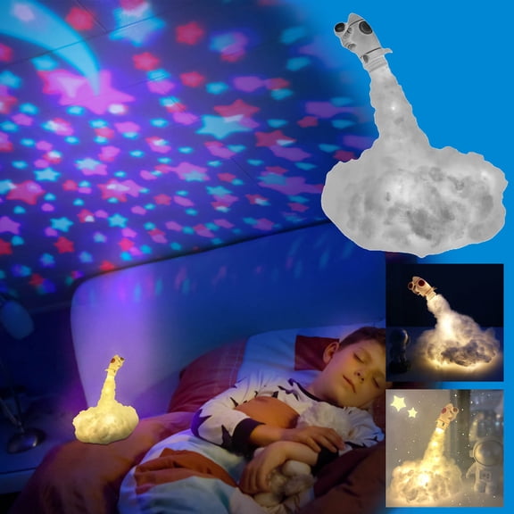 WWG DIY Astronaut Rocket Lift Off Table Nightlight Cluster Lamp with Adjustable Brightness USB Rechargeable Bedroom Decor Gift