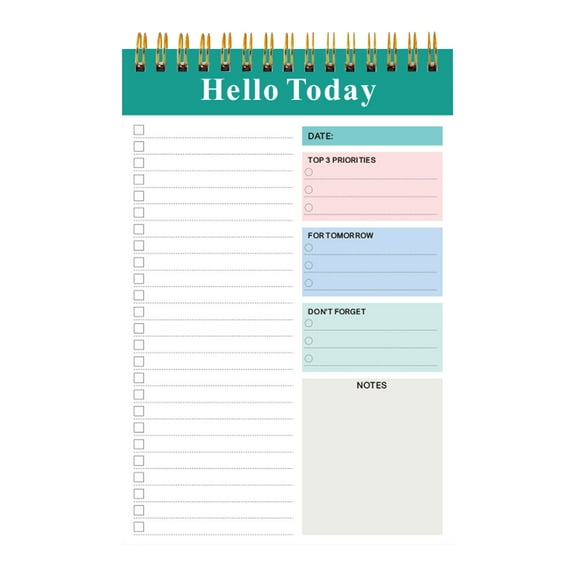 WWG Daily To-Do Notepad Undated Planner 52 Sheets Task List Management Notebook with Spiral Binding for School Office Productivity Organizer