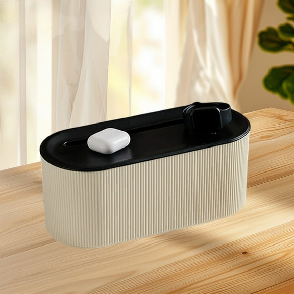 PpgejGEK Desktop Charging Cable Organizer Box with Lid for Cell Phone Power Cords and Data Cables Compartment Storage Case to Prevent Tangling and Clutter Plastic Container