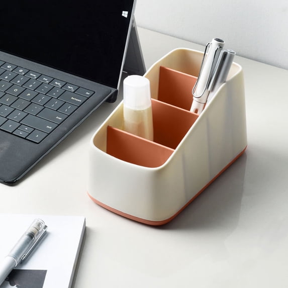 PpgejGEK Desktop Organizer with Multiple Compartments, Plastic Stationery Storage Box for Office Supplies Pencils Cards, Small Space-Saving Desk Tray, 6.8 x 3.9 x 3.3 Inches