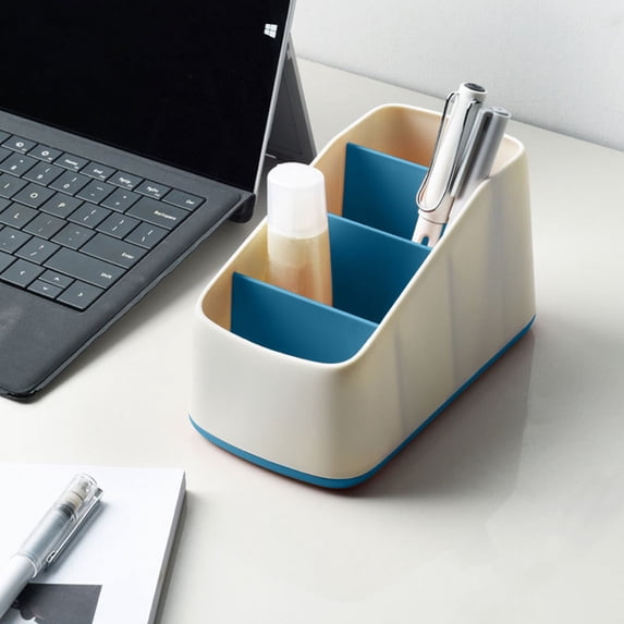 WWG Desktop Organizer with Multiple Compartments, Plastic Stationery Storage Box for Office Supplies Pencils Cards, Small Space-Saving Desk Tray, 6.8 x 3.9 x 3.3 Inches