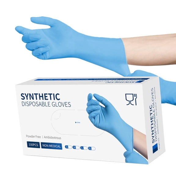 WWG Disposable Nitrile Gloves 100 Count Heavy Duty Powder Free Puncture Resistant for Cleaning Cooking Gardening Medium 9 Inch