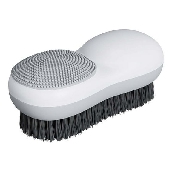 WWG Double Sided Laundry Brush with Soft and Firm Bristles Multi Purpose Cleaning Tool for Shoes Clothes Tiles Bathtub 7 Inch