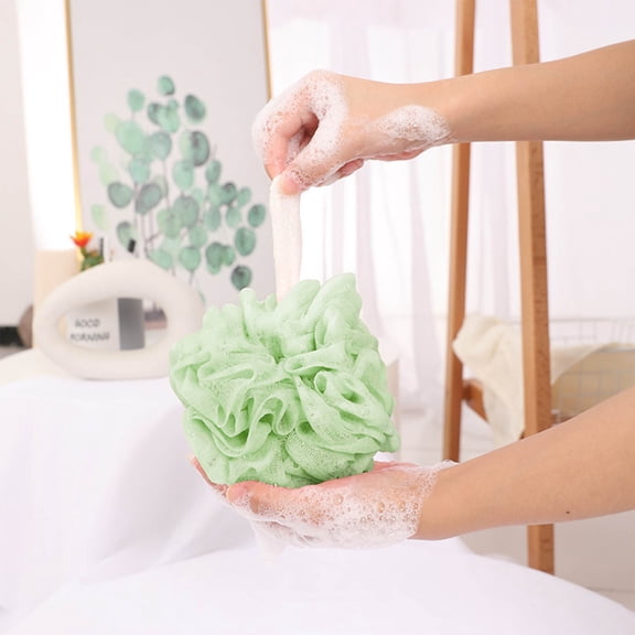 WWG Dreamy and Colorful Bath Flower Sponge, Soft and Non-Shedding Scrubbing Loofah for Shower, High Lather and Skin Friendly, 4.7x4.7 Inches with Hanging Loop