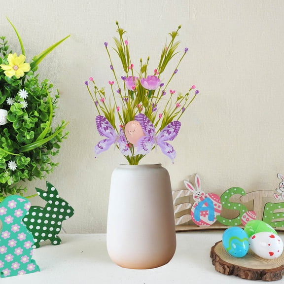 WWG Easter Cutting DIY Bouquet Cutting Props Decoration Colorful Egg Purple Butterfly Floral Arrangement Craft for Holiday Party Home Table Centerpiece