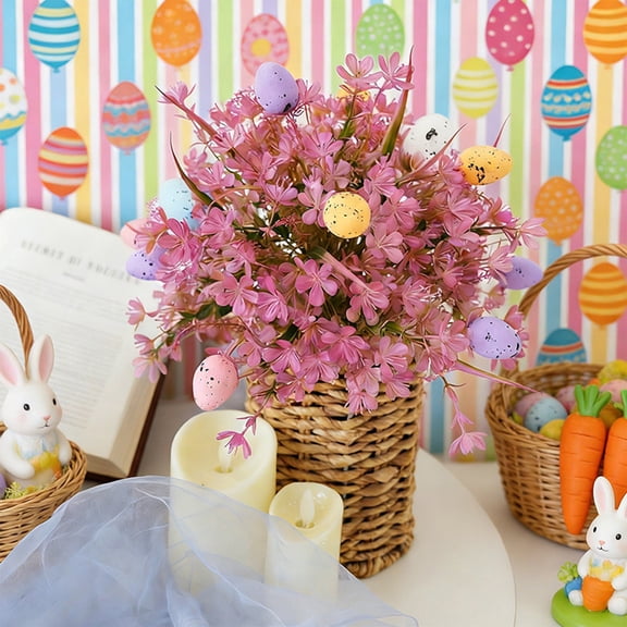 PpgejGEK Easter Egg Bouquet Artificial Flower Foam Stems for Adding Festive Touch to Living Room Table Vase Decoration Spring Holiday Centerpiece Size 12.6 inch