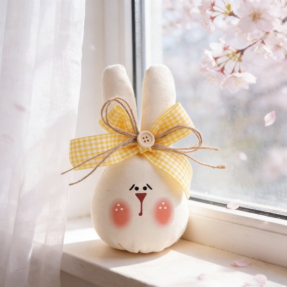 WWG Easter Fabric Stuffed Rabbit Decoration, Cotton Filled Bunny Plush Ornament for Party Table Centerpiece, Children's Room Bookshelf Sofa Corner Decor