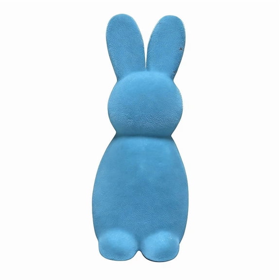 WWG Easter Flocked Bunny Figurine Set Soft Foam Rabbit Statues for Spring Table Centerpiece Mantel Shelf Indoor Home Decor