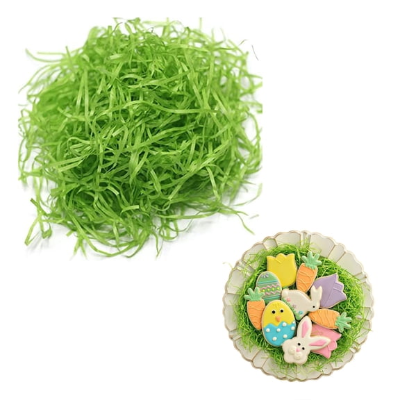 WWG Easter Raffia Basket Stuffing Shreddable Paper Grass for Easter Egg Filler Creative Egg Decorations Gift Wrapping Craft Supplies Light Green Color Multiple Weight Options