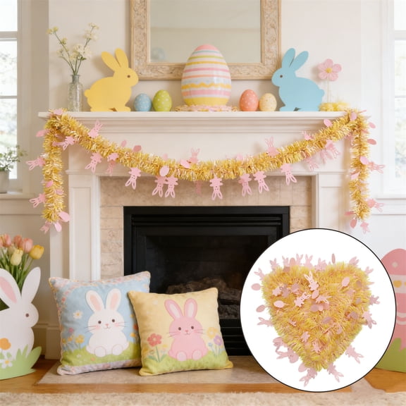 WWG Easter Scene Decoration Set with Colorful Streamers Bunny and Egg Cutouts for Party Wall Door Backdrop Decor