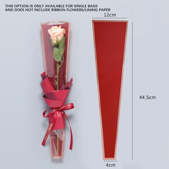 PpgejGEK English Flower Sleeve Bags for Bouquets, 50pcs Translucent Wrap for Roses Carnations, Valentine's Day Birthday Gift Packaging