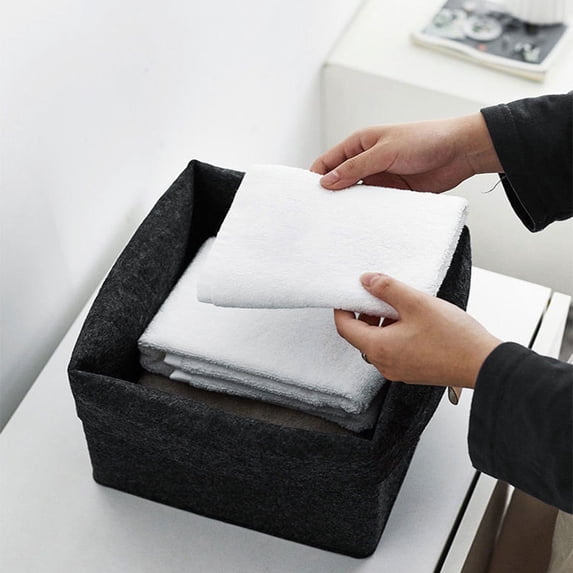 WWG Felt Desktop Storage Basket 9x10 Inch Gray Fabric Bin for Snacks Sundries Home Office Organizer Closet Shelf Container