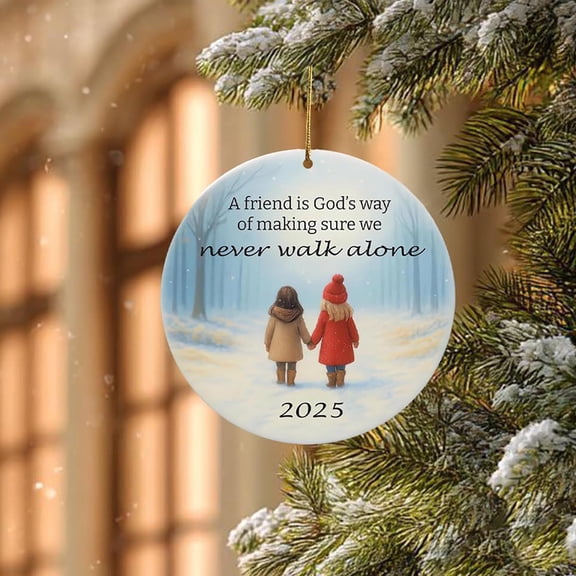 PpgejGEK Friendship Quote Circular Hanging Ornament - 8cm / 3.15in 2D Flat Decorative Pendant with Inspirational Message, Gift for Best Friends, Tree or Wall Decor Keepsake