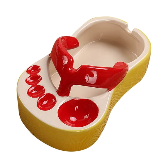 WWG Funny Ceramic Slipper Bowl 5 Compartments 13x8x5.5cm 5.1x3.1x2.2in Cute Flip Flop Shaped Dish for Snacks Ashtray Serving Platter Home Decor