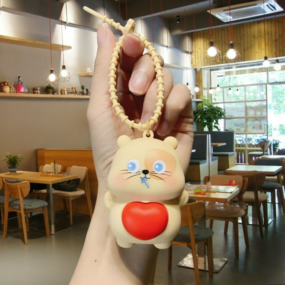 PpgejGEK Heart Toot Toot Couple Plush Keychain - 6.9x5cm (2.72x1.97in) Silicone Stress Reliever Toy, Cute Bag Accessory and Small Gift for Valentine's Day, Love and Romance Theme