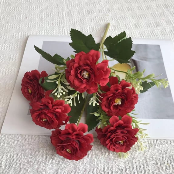 PpgejGEK High Grade Artificial Cotton Rose Hibiscus Flowers Plastic Realistic Simulation for Home Decoration Bouquet Centerpiece Fake Floral Arrangements 11.8 Inches