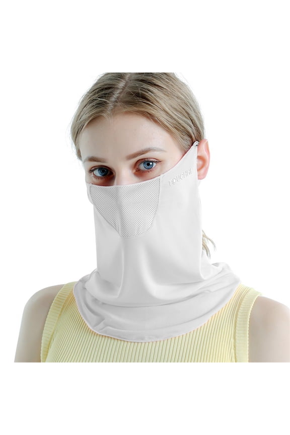 Ice Silk Sunscreen Face Mask Women 3D Thin Breathable Cooling UV Protection Mask for Outdoor Cycling Driving Summer Wear 6.9in Length