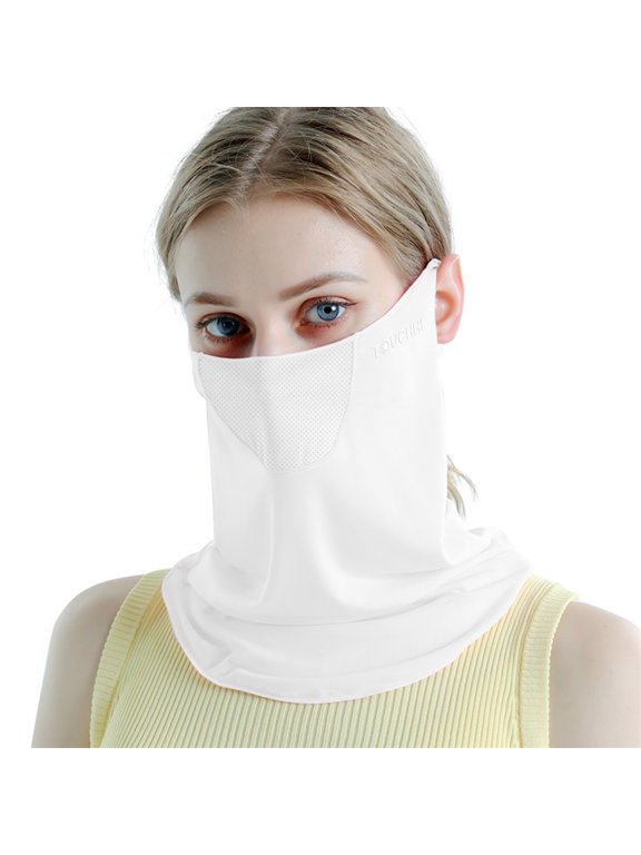 Ice Silk Sunscreen Face Mask Women 3D Thin Breathable Cooling UV Protection Mask for Outdoor Cycling Driving Summer Wear 6.9in Length
