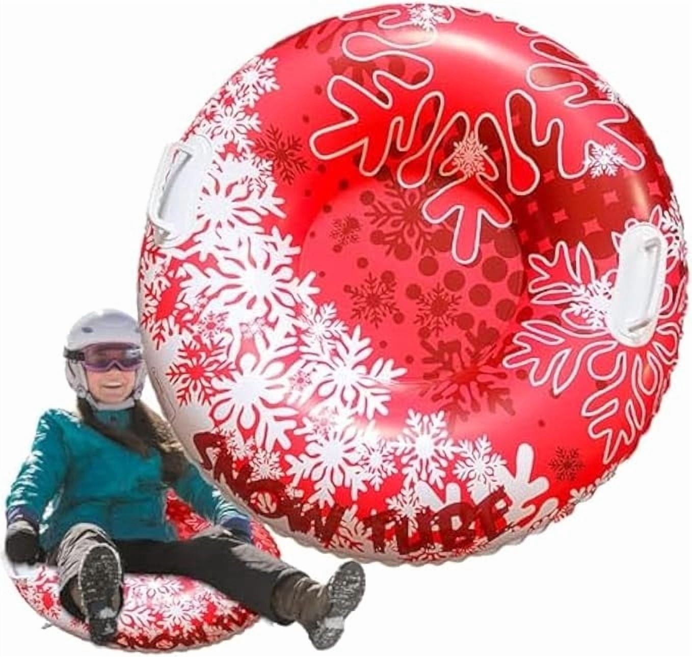 WWG Inflatable Snow Tube Sled, 31 Inch Heavy Duty Winter Sled for Kids Adults, 600 lbs Capacity with Handles, Cold-Resistant PVC for Skiing and Snow Fun, 80 cm Diameter