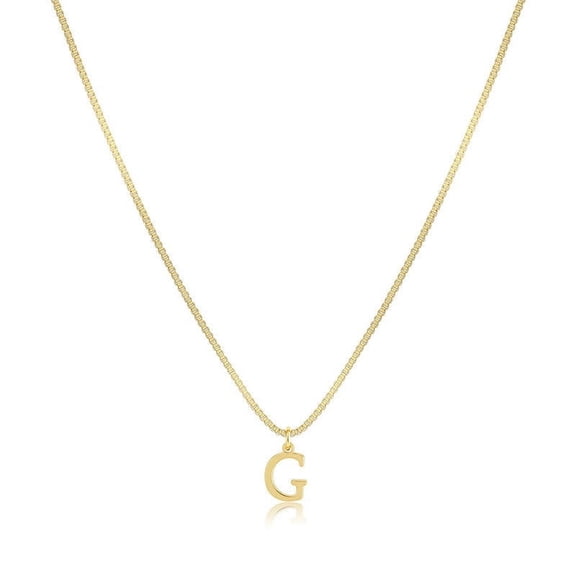 WWG Initial Necklace for Women Dainty Gold Letter Pendant Copper Chain Personalized Jewelry for Everyday Layered Look 17.7 Inch